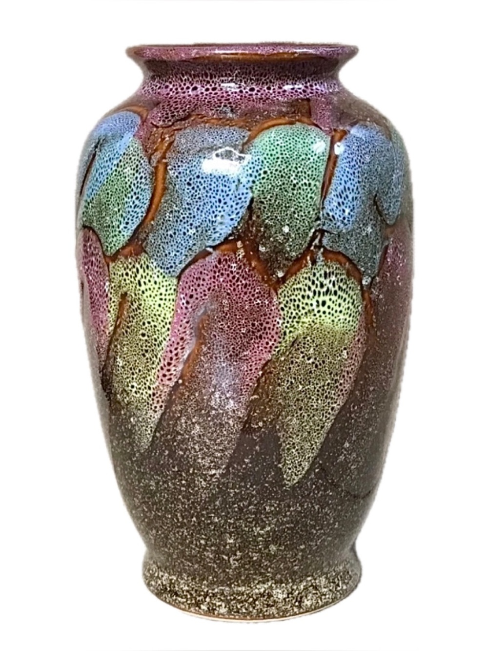 Colorful Abstract Pattern Ceramic Vase Medium Size Boho Southwestern Rustic
